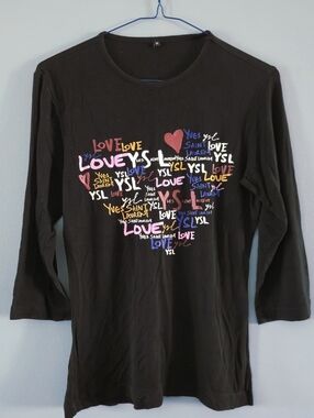 3/4 Sleeve Black Top, Yves St Laurent ***SEE DESCRIPTION